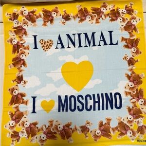 Moschino Yellow and Blue Teddy Bear Scarf